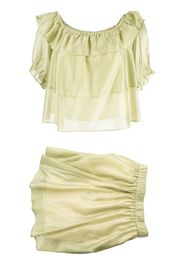 b+ab metallic layered skirt set - Verde