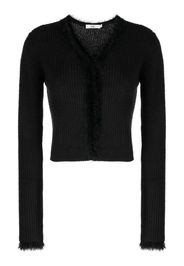 b+ab V-neck feather-detailing cardigan - Nero