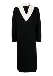 b+ab V-neck knitted midi dress - Nero