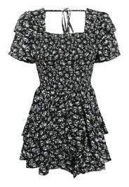 b+ab floral-print ruffled minidress - Nero