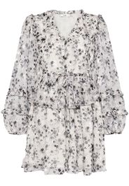 b+ab floral-print ruffle-trim minidress - Bianco