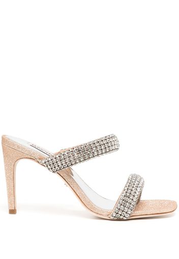 Badgley Mischka 85mm crystal-embellished glittery mules - Oro