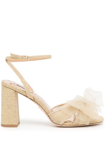 Badgley Mischka Tess tulle-bow 85mm sandals - Oro