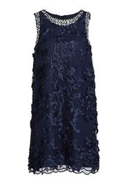 Badgley Mischka floral-embroidery embellished dress - Blu