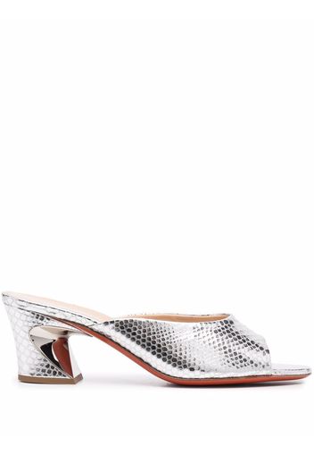 Baldinini snakeskin-effect leather mules - Argento