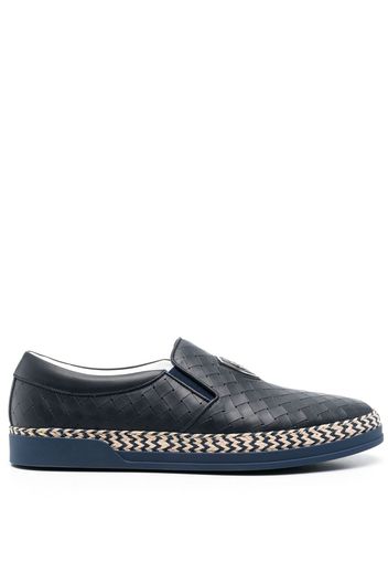 Baldinini interwoven logo-patch detail loafers - Blu