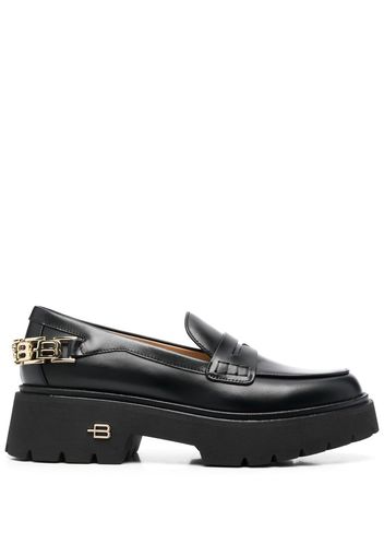 Baldinini logo chain-embellished loafers - Nero