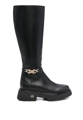 Baldinini logo-plaque knee-high boots - Nero