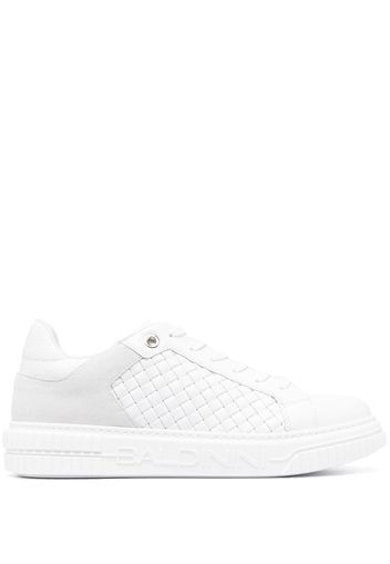 Baldinini embossed-logo leather sneakers - Bianco