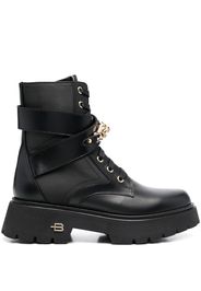 Baldinini logo-plaque lace-up ankle boots - Nero