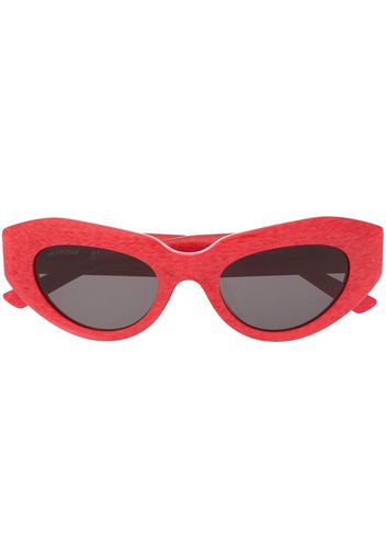 Balenciaga Eyewear Occhiali da sole cat-eye con placca logo - Rosso