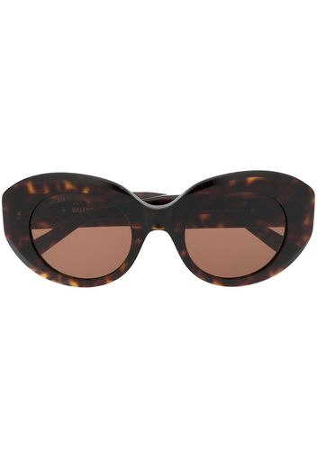 Balenciaga Eyewear logo-plaque round-frame sunglasses - Marrone