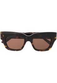 Balenciaga Eyewear Occhiali da sole squadrati con placca logo - Marrone