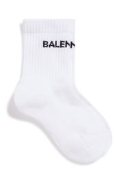 Balenciaga Kids intarsia-knit logo print socks - Bianco