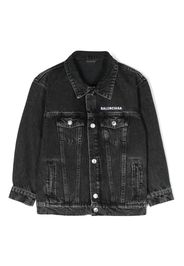 Balenciaga Kids logo-embroidered denim jacket - Nero