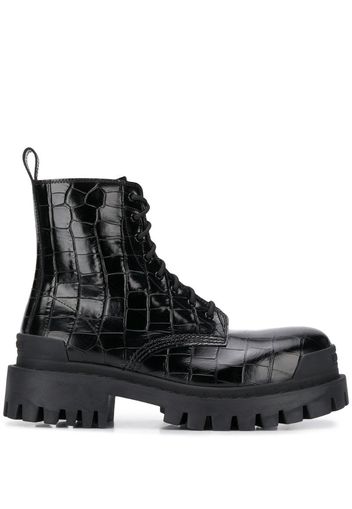 Strike L20 croco effect chunky boots