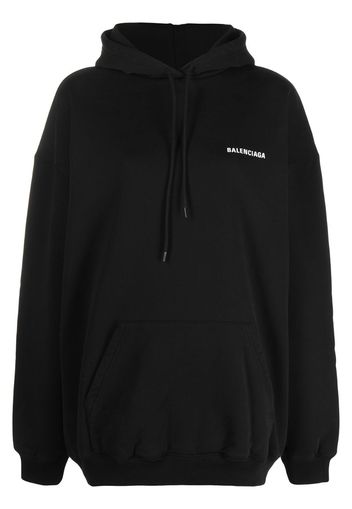 logo print medium fit hoodie