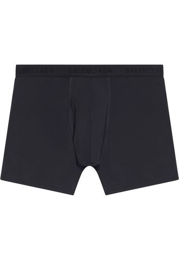 Balenciaga logo-waistband fitted swim shorts - Nero
