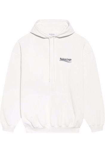 Balenciaga logo-print drop-shoulder hoodie - Bianco