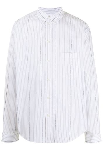 Balenciaga logo-print pinstriped shirt - Bianco