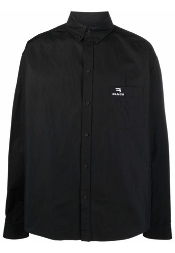 Balenciaga Large Fit logo-embroidered shirt - Nero