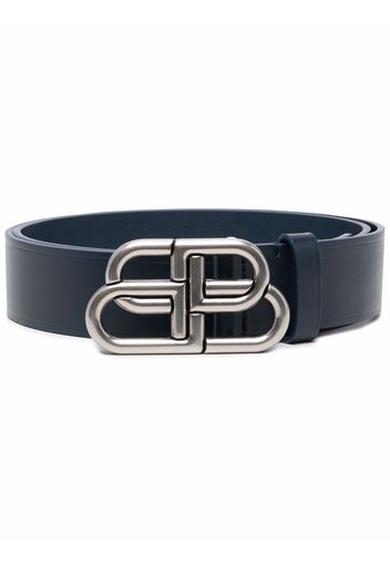 Balenciaga logo buckle leather belt - Blu