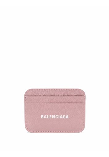 Balenciaga Cash logo-print pebbled-texture cardholder - Rosa