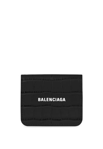 Balenciaga Cash crocodile-embossed mini wallet - Nero