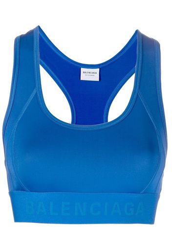 Balenciaga logo-underband crop top - Blu