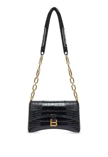 Balenciaga Borsa a spalla Downtown XS con effetto coccodrillo - Nero