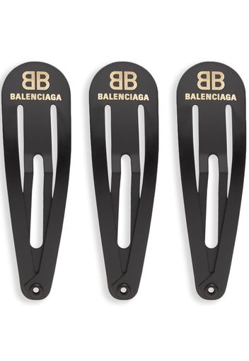 Balenciaga XL XS hair-clip set - Nero