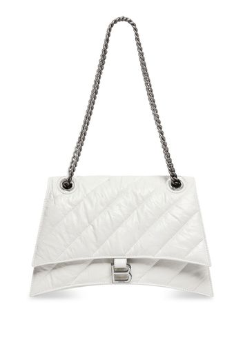 Balenciaga Borsa a spalla con catena Crush - Bianco