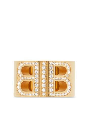 Balenciaga gold logo ring with crystals - Oro