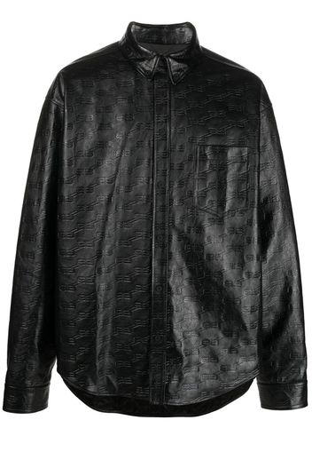 Balenciaga BB-monogram leather shirt jacket - Nero