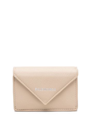 Balenciaga envelope-shaped logo-print wallet - Toni neutri