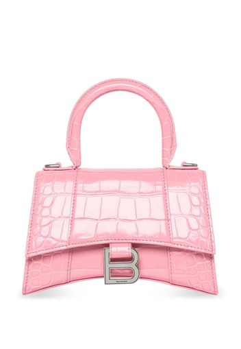 Balenciaga Borsa a mano Hourglass con effetto coccodrillo - Rosa