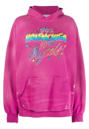 Balenciaga rainbow logo cotton hoodie - Rosa