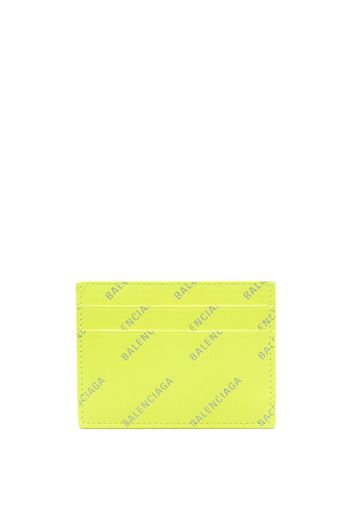 Balenciaga logo-print leather card holder - Verde
