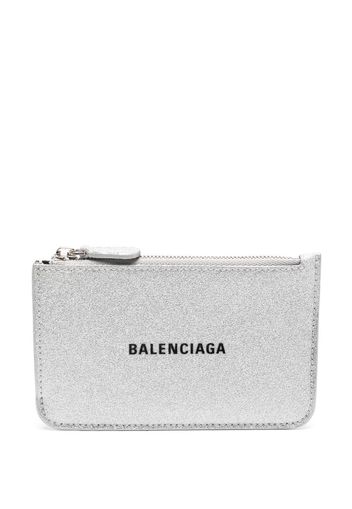 Balenciaga logo-print leather card holder - Grigio