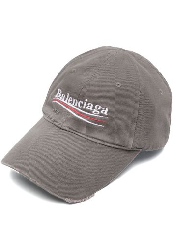 Balenciaga logo-embroidered cotton cap - Grigio