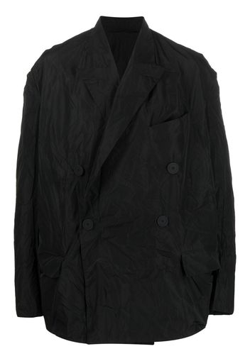 Balenciaga double-breasted crinkled jacket - Nero