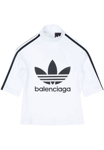 Balenciaga Top a collo alto con stampa Balenciaga x adidas - Bianco