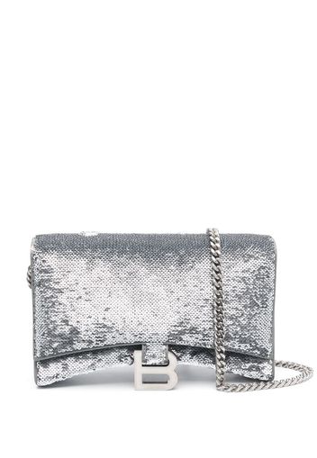 Balenciaga Hourglass sequin-detail chain wallet - Argento