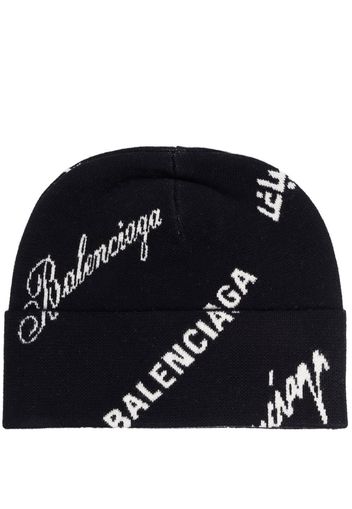 Balenciaga intarsia-knit logo beanie - Nero