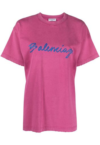 Balenciaga logo-print cotton T-shirt - Rosa