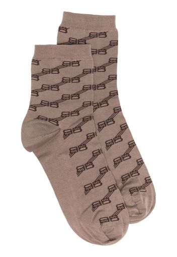 Balenciaga BB monogram-pattern socks - Marrone
