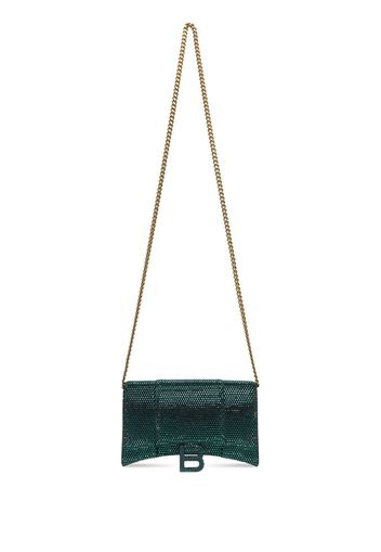 Balenciaga Hourglass crystal-embellished shoulder bag - Verde