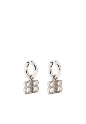 Balenciaga crystal-embellished logo earrings - Argento