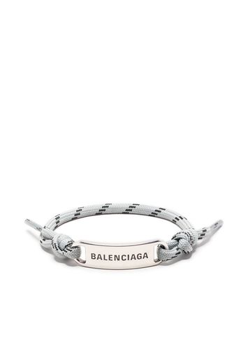 Balenciaga logo-engraved plate bracelet - Grigio