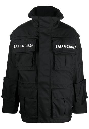 Balenciaga Parka oversize con stampa - Nero